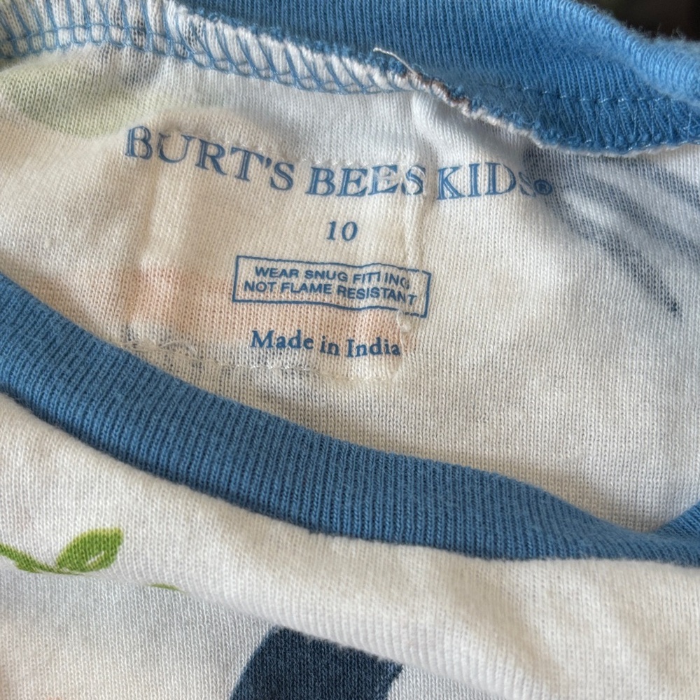 Burt's Bees Kids Snug Fit Gardening Theme Pajama Set, Blue and Orange, size 10 - Picture 2 of 6